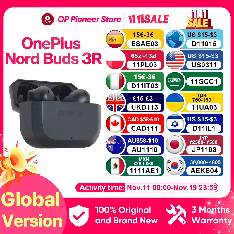 Auriculares Bluetooth OnePlus Nord Buds 3R