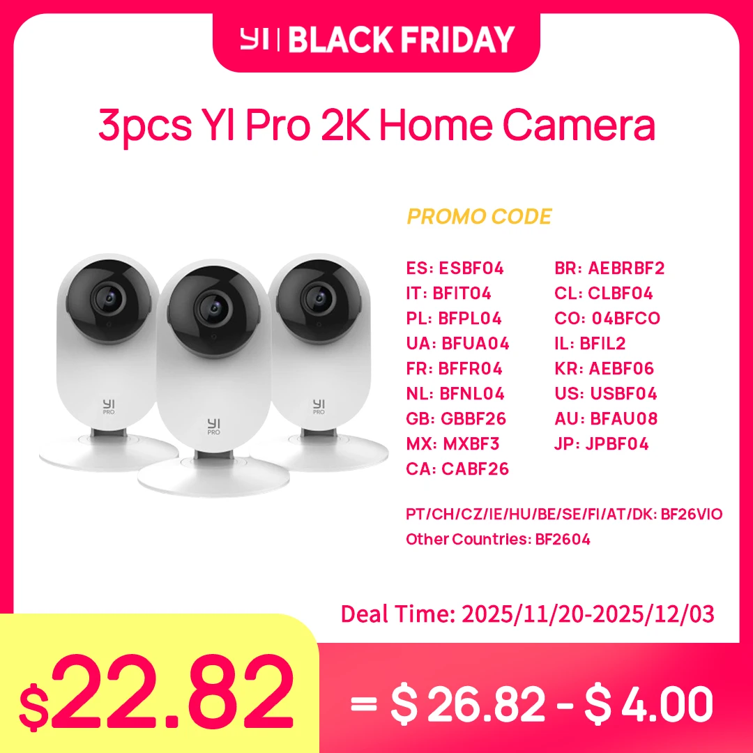 Cámaras YI 2K de 3MP, paquete de 2/3/4 cámaras IP para el hogar, sistema de seguridad con visión nocturna para oficina/bebé/muñeca/Monitor de mascotas, Wifi CCTV