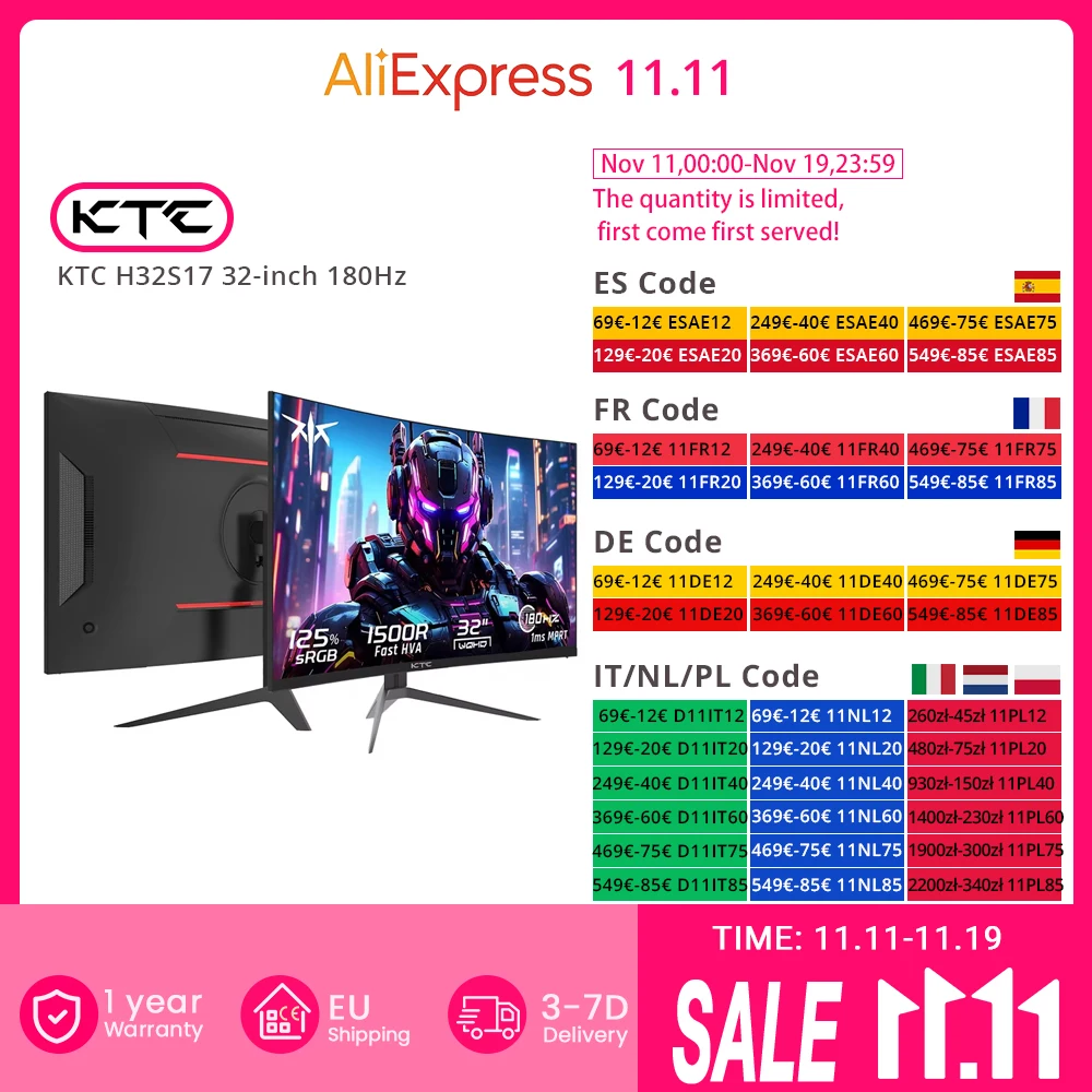 Monitor curvo KTC H32S17 32 pulgadas