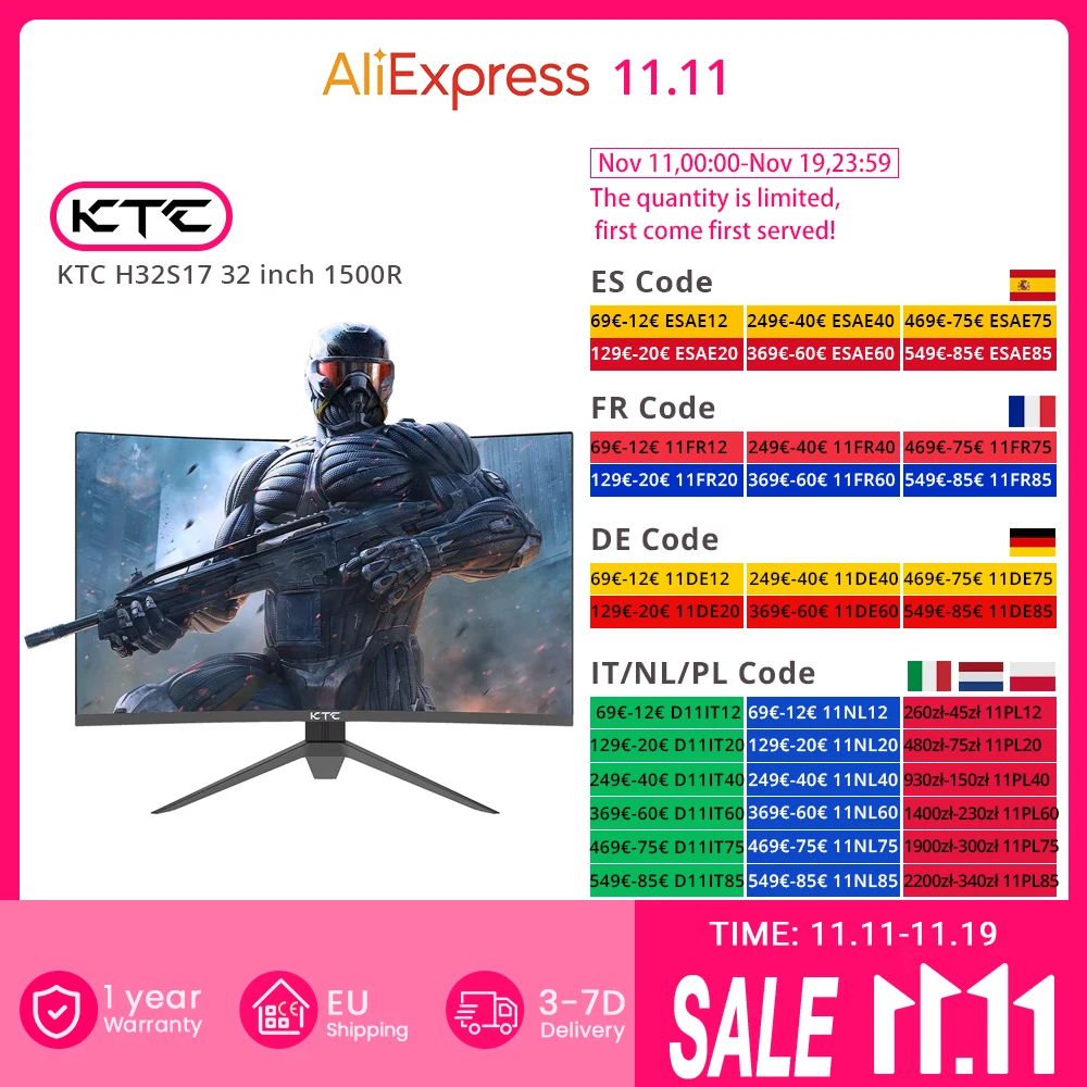 Monitor curvo de juego KTC H32S17