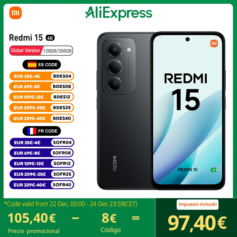 Redmi 15  RAM: 6 GB | ROM:  128 GB