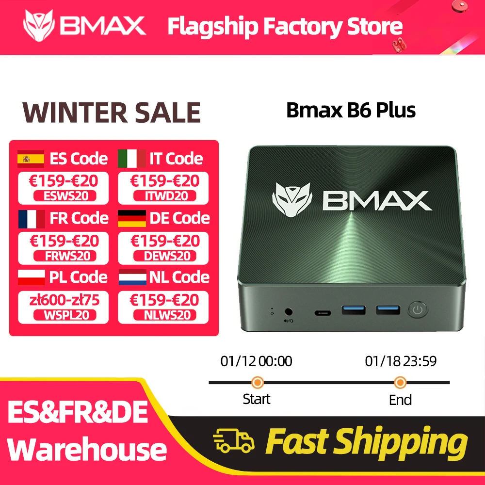 Mini PC BMAX B6 Plus 12GB RAM