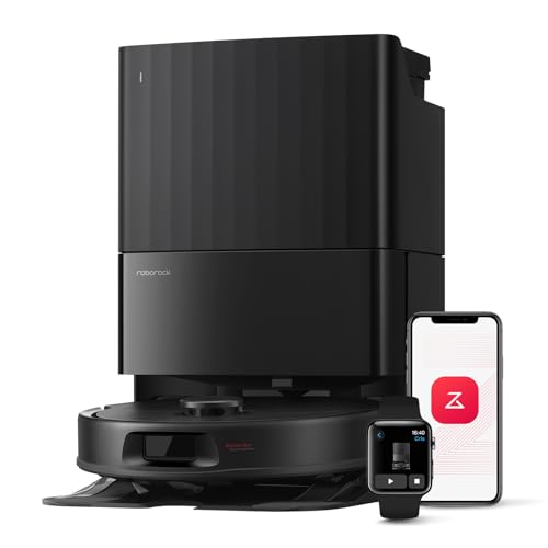 roborock Robot Aspirador QV 35A, 8000Pa de succión, Dos mopas giratorias elevables, cepillos antienredos, tecnología reactiva para Evitar obstáculos, navegación y mapeo,Negro