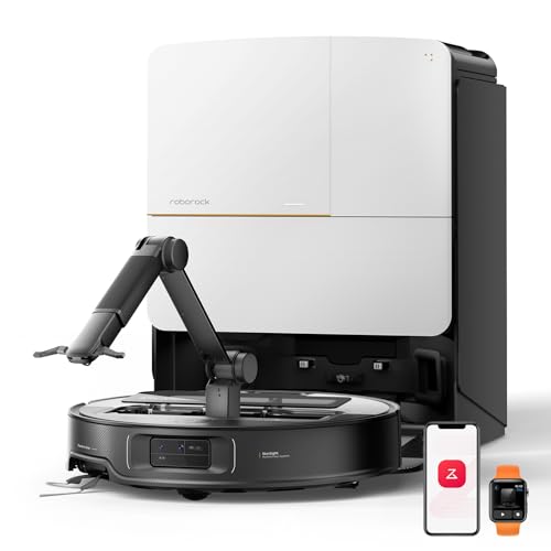 roborock Saros Z70 Robot Aspirador con Brazo Mecánico OmniGrip Plegable de 5 Ejes, Succión de 22000 Pa, Doble Sistema antienredos, Diseño Ultrafino de 7,98 cm y Evitar 108 Tipos de Obustáculos, Plata