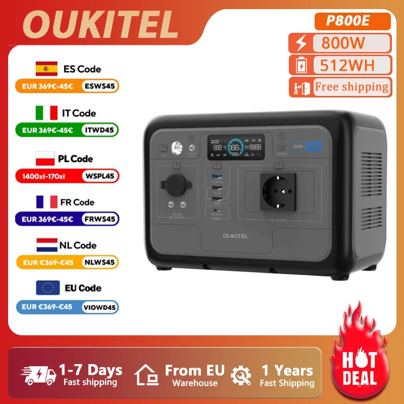 OUKITEL-estación de energía portátil P800E PLUS, generador Solar de 800W, batería Lifepo4 de 512Wh, respaldo para el hogar, energía móvil para acampar al aire libre