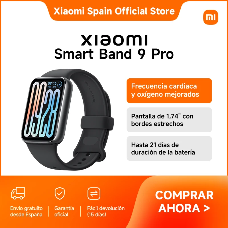 Xiaomi Smart Band 9 Pro, Frecuencia cardiaca y oxígeno, Pantalla de 1,74"