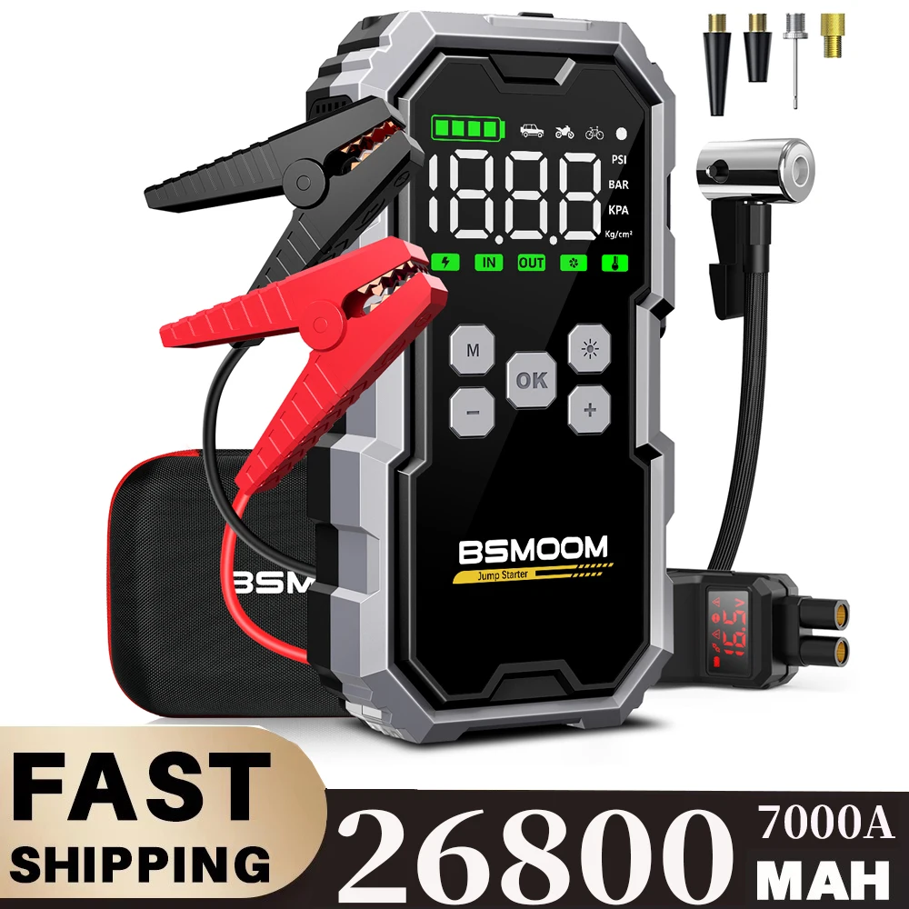 Arrancador de Coche 7000A, Power Bank Portátil 150PSI.