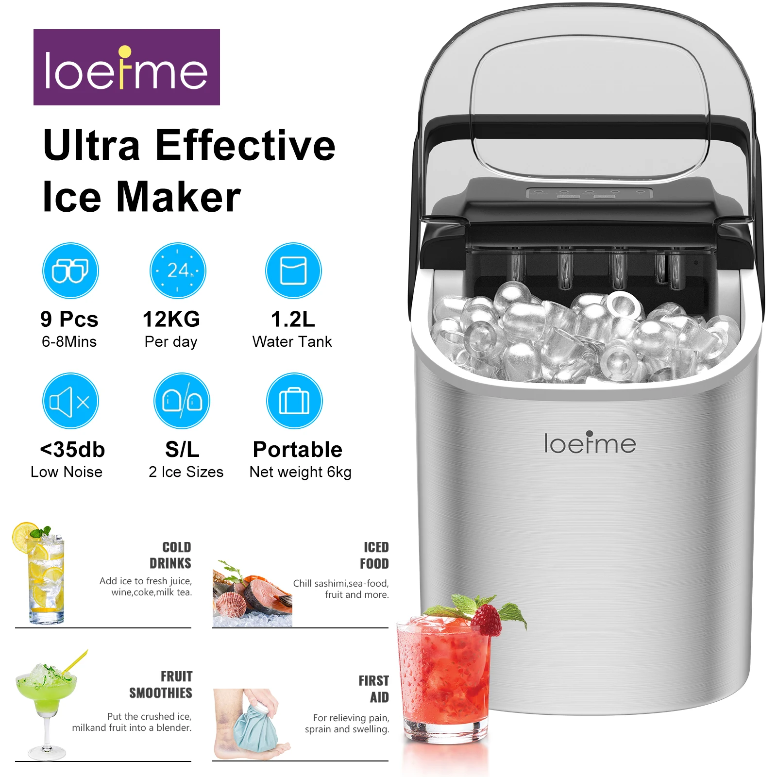 Máquina de hielo portátil Loefme