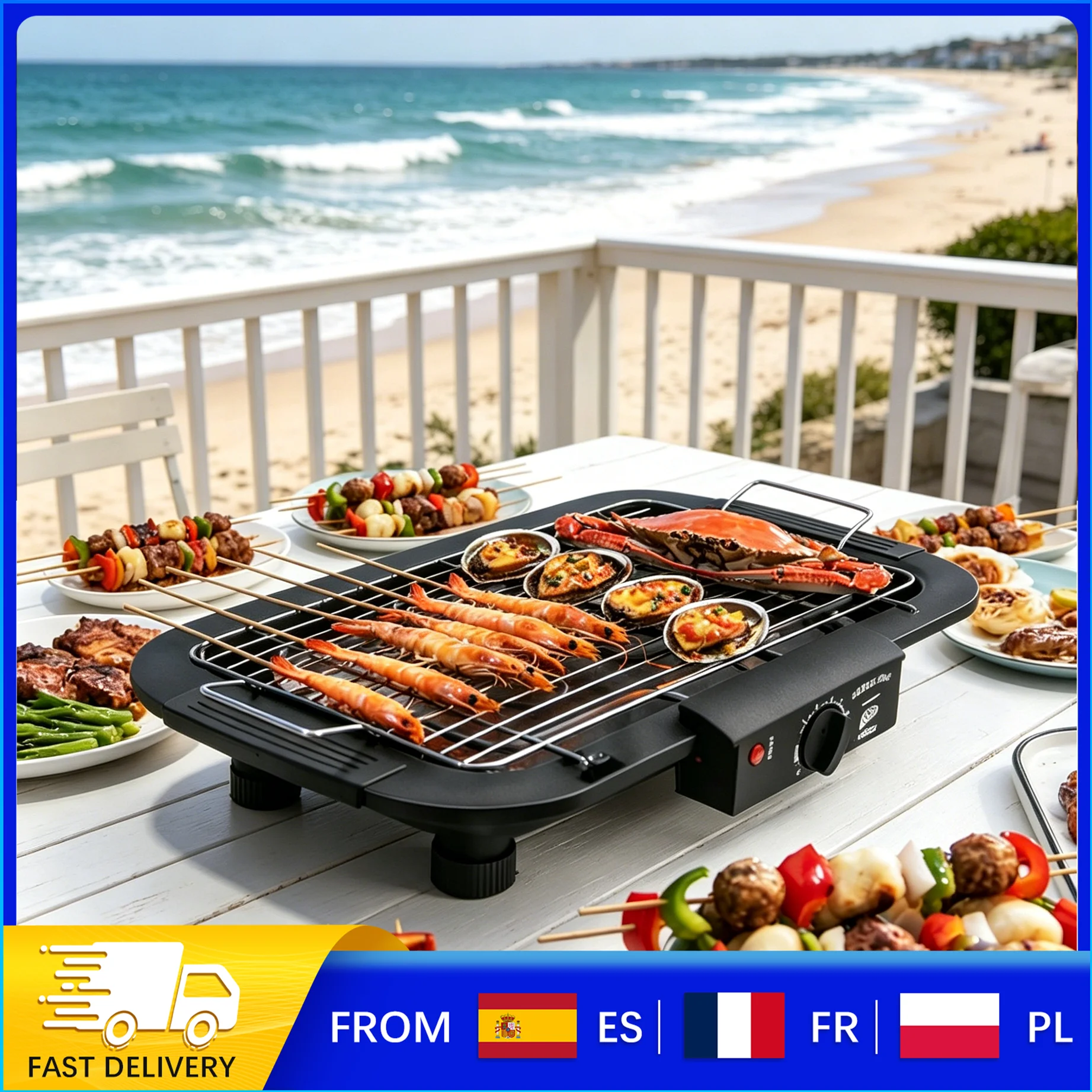 Parrilla eléctrica portátil de 1800W