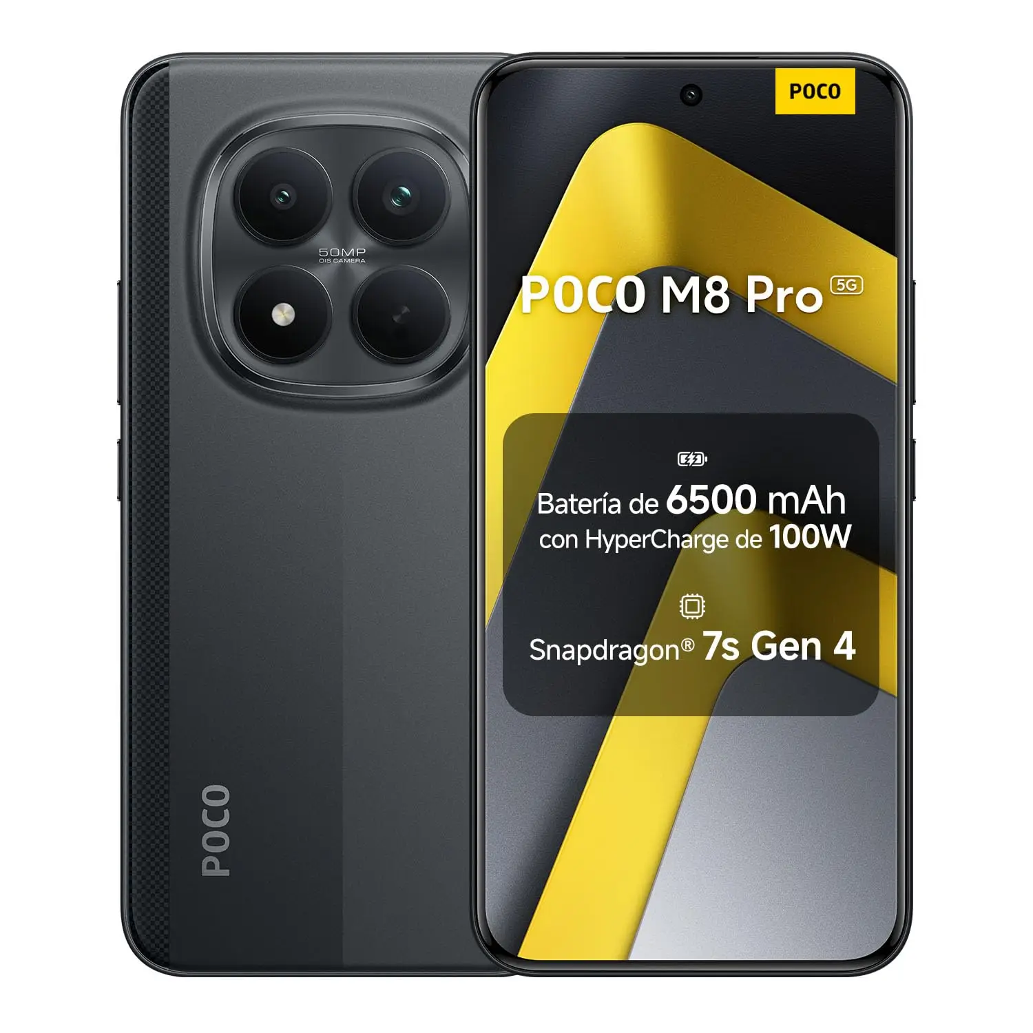 Móvil Xiaomi POCO M8 Pro 8GB+256GB Snapdragon 7s Gen 4 Pantalla AMOLED 6.83", 120Hz, 50MP OIS, 6500mAh, NFC, IP66, Versión española (Cargador no incluido)
