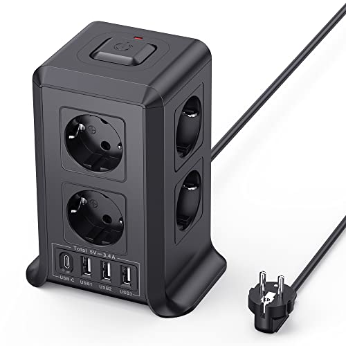 REGLETA TORRE 8 TOMAS 4 USB
