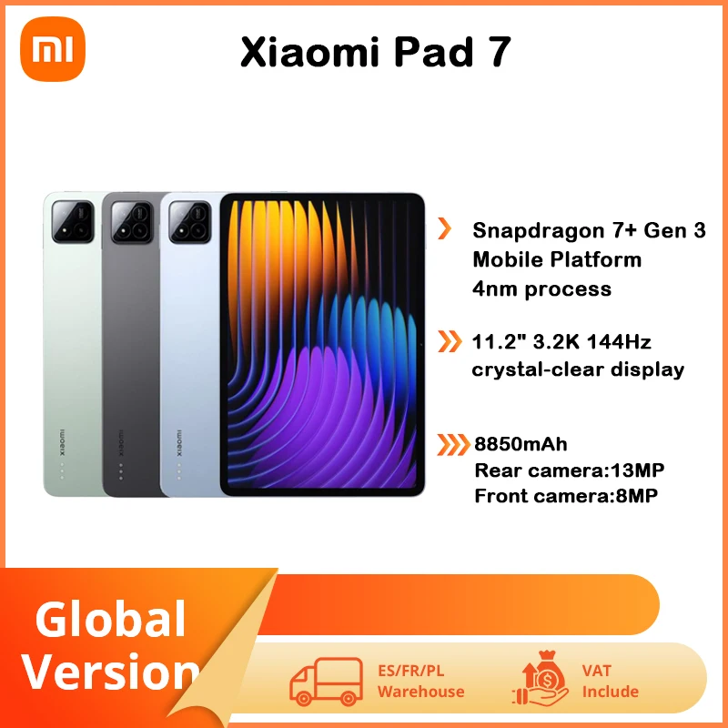 Xiaomi Pad 7 Versión Global 11.2'' Pantalla 144Hz 3.2K Procesador Snapdragon 7+ Gen 3 Octa-core 8850mAh