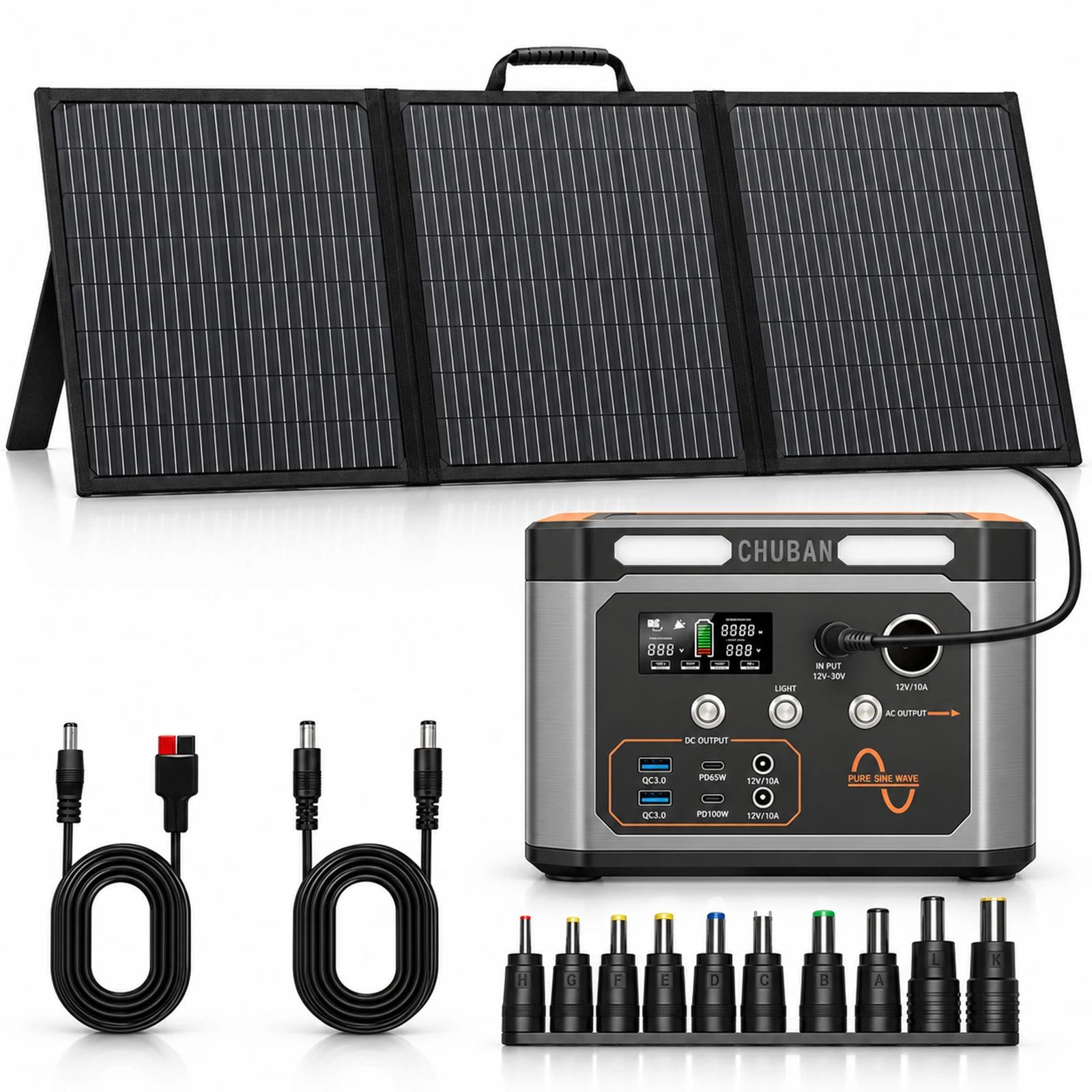 Estación de Energía Portátil de 500W y 320Wh con Panel Solar de 100W (Opcional) para Respaldo Doméstico, Campamentos al Aire Libre y Autocaravanas