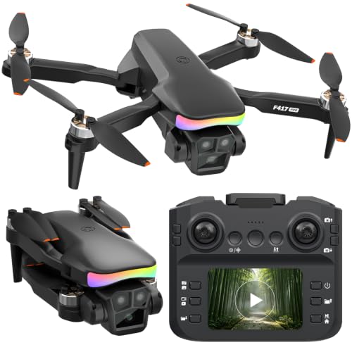 F417PRO Mini FPV Drone con Cámara HD 1080P Mando a Distancia LCD, Motor sin Escobillas, Recarga Rápida Type‑C, Menos de 249g, Juguete dron para Adultos Niños Principiantes, Regalos para Niños Niñas