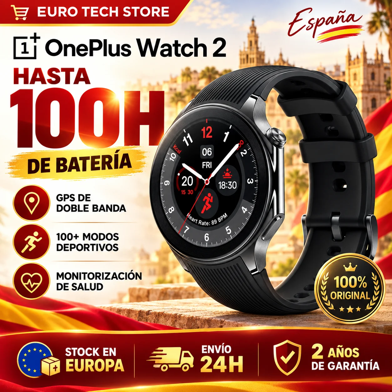 OnePlus Watch 2 con 32 GB y 100 horas