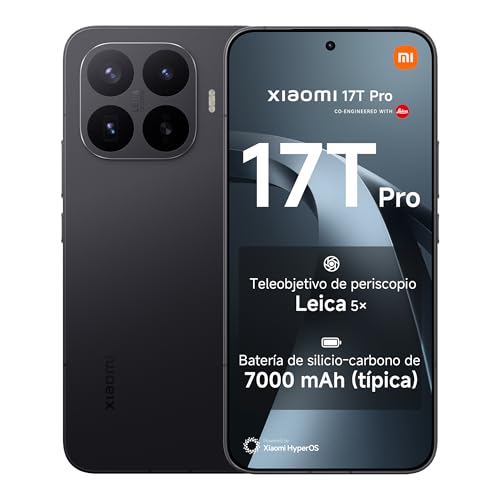 XIAOMI 17T Pro Smartphone 12+512GB Black Telephoto Lens Leica 5X | 6.83" 144Hz display, 7000mAh (typ.) silicon-carbon battery, 100W HyperCharge, 1 year additional warranty